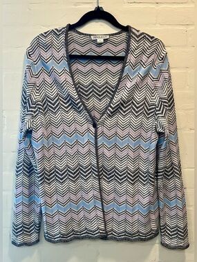 Pendleton Silk Cotton Pastel Chevron Knit Open Front Cardigan XL NWOT